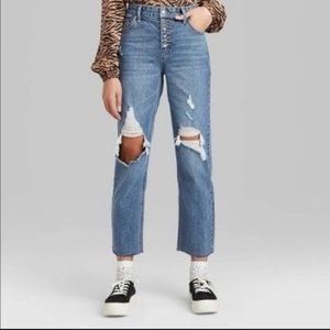 Wild Fable Distressed High Waisted Straight Leg Jeans